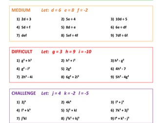 Substitution Lesson - Differentiated
