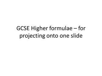 Edexcel GCSE maths Higher formulae sheet for projecting