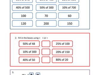 Finding percentages of amounts- fluency, reasoning and problem solving