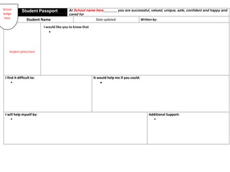 Pupil Passport Template and examples