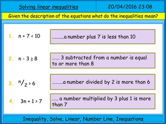 Solving one step linear inequalities