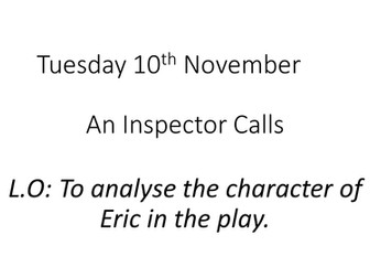 An Inspector Calls complete scheme of work