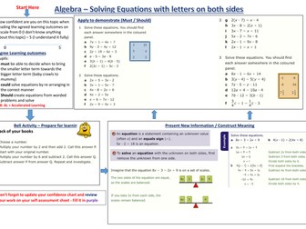 TEEP Lesson - Solving Equations with letters on both sides