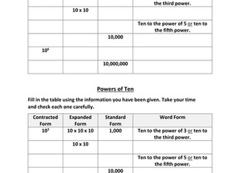 Powers of Ten Questions