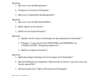 La Normandie - French for A2 - region study