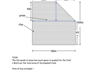 Finding the area of simple compound shapes, low ability year 7 group