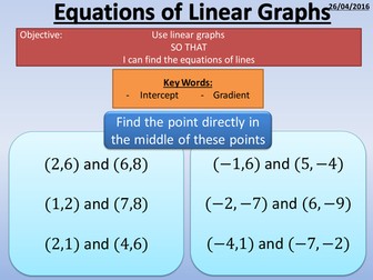 Plotting Linear Graphs From Linear Equations
