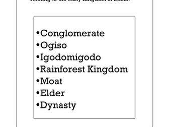 Early Benin Kingdom - Glossary Activity