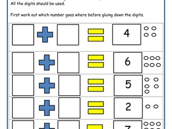 Cut/Paste Activities - Addition - Number Bonds/Equations - Activity Sheets & Teachers' Notes