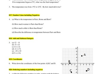 Negative Numbers Revision