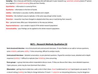 OCR B671 Research Methods and Sociology Basics Flashcards