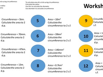 circumference and area of circles