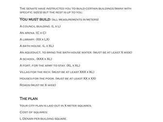 Roman Numerals City Plan (Investigation)