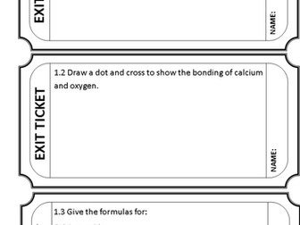 Chemistry 2 Exit tickets