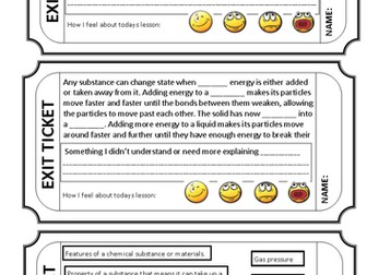 KS3 Science exit tickets
