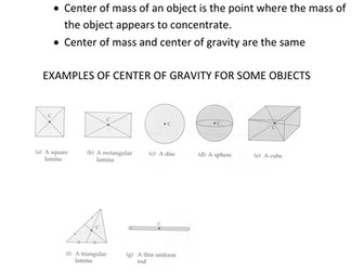 IGCSE PHYSICS - CENTER OF GRAVITY AND STABILITY examples and worksheet