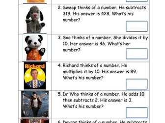 What's my number? Using inverse operations to work backwards.