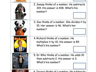 What's my number? Using inverse operations to work backwards.
