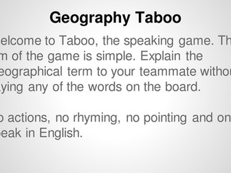 KS3 Geography: Key Terms Taboo game