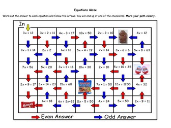 Solving Equations Maze