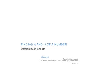 KS1 SATS preparation: finding half and a quarter of a number - differentiated sheets