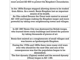 Benin Kingdom Timeline Activity