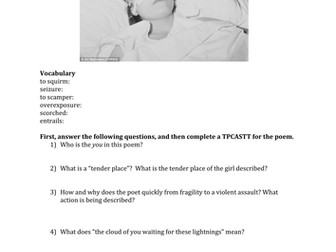 The Tender Place by Ted Hughes Poetry Analysis Worksheet