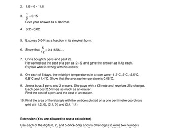 OCR Maths: Foundation GCSE - Check In Test 2.02 Decimal fractions