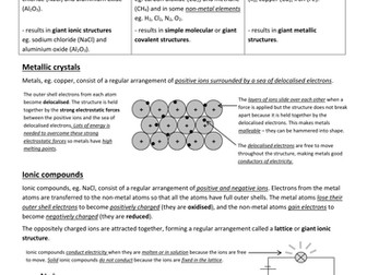 GCSE Chemistry: Bonding and Structure Summary Notes
