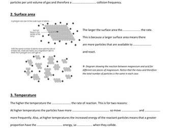 GCSE Factors Affecting Rate of Reaction Fill in the Gaps Sheet