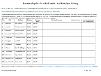 Premiership Football - Estimation and Problem Solving