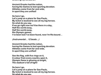 Olympic song, I'm Rio bound...