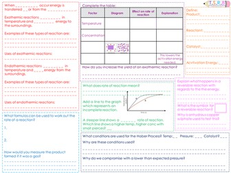 C2 Rates of Reaction and Energy Revision Mat