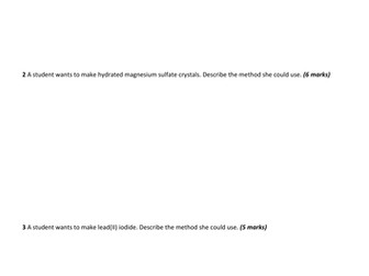 Methods of making salts - summary questions and mark scheme