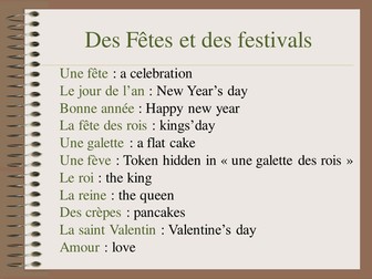 vocabulaire avec le son, les fêtes et les festivals, Encore Tricolore 1, unité 5