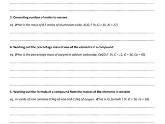 GCSE Moles Calculations: Practising Different types of Question