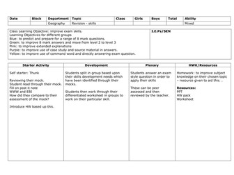 GCSE assessment feedback - Outstanding lesson
