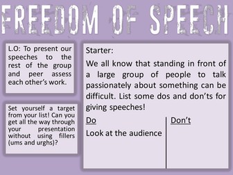 Detailed Lesson by Lesson Speeches SOW