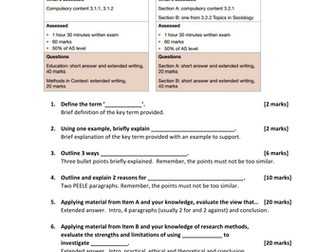 AQA Sociology - What will the exam look like?  New spec