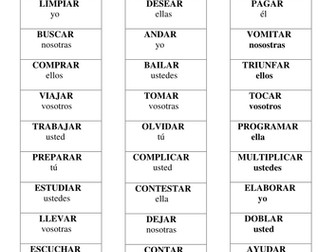 Spanish board games to practice conjugation of verbs