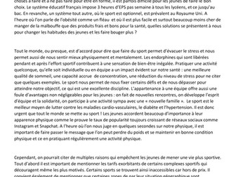 AS essay exemplar on Sport