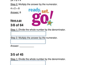 Fractions of Amounts Support Sheet