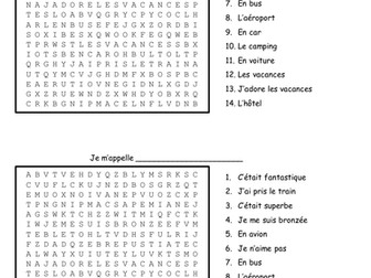 holidays wordsearch