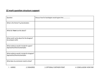 GCSE SOCIOLOGY 12 MARK QUESTION PLANNING SHEET