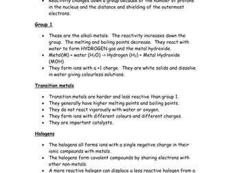 AQA C3 revision sheet