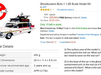 Ghostbusters/Swimming pool dimensions Volume and Area enlargement Activity