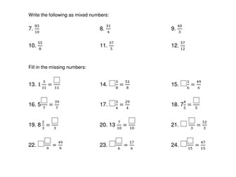 Converting Mixed and Improper Fractions