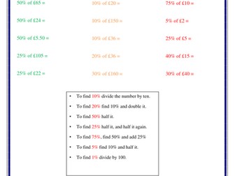 Finding percentages of amounts