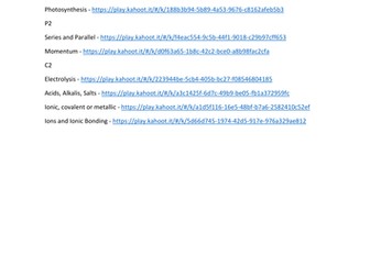 AQA GCSE Additional Science Revision  - Kahoot Quizzes