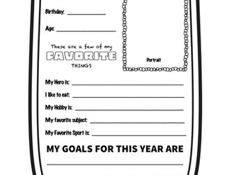 “All About Me” Back to School Worksheet